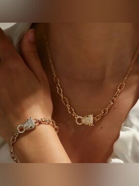 Panther Necklace & Bracelet Set | CZ Pave